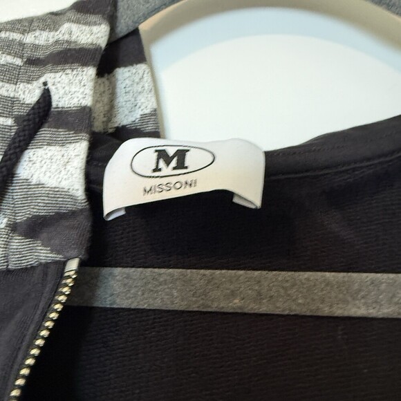 M Missoni NWT Mens Zig Zag Print Zip Up Hoodie Black & White Size X-Large $690 - Picture 6 of 8